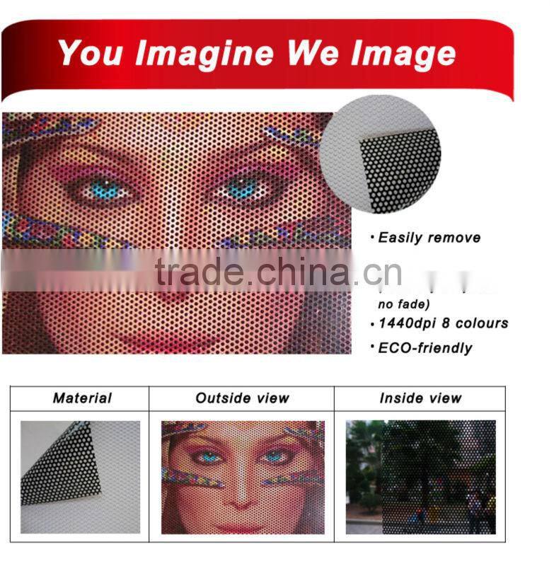 one way vision film with perforated vinyl with see through vinyl