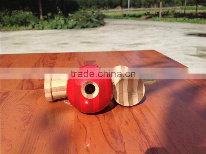 High glossy red ball bamboo kendama toy