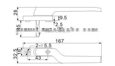 90110229* bend shank driving handle for door and window