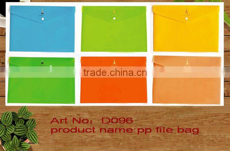 newly cardboard plastic press button file folder/plastic a4 pp wallet file folder
