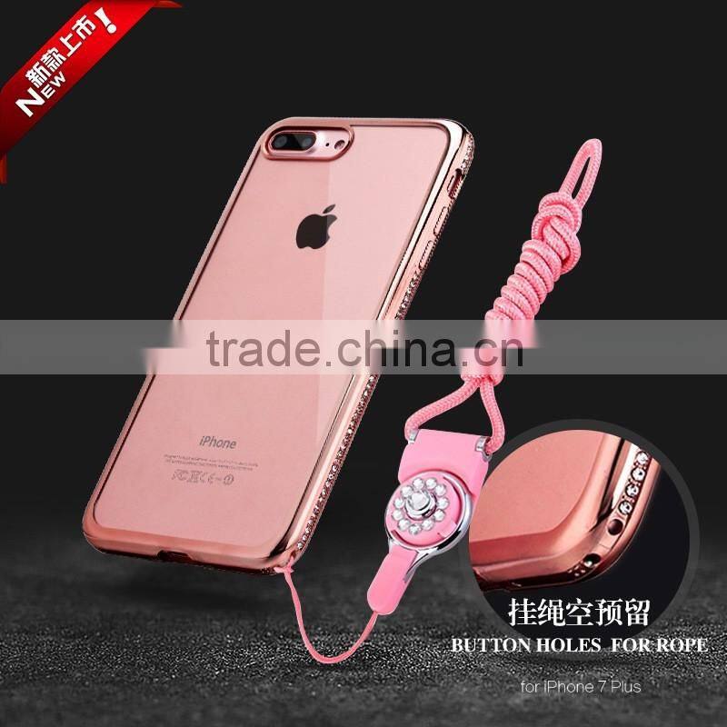 Hot For iPhone 7 Diamonds Cover Case Electroplating TPU Case With Crystal Rhinestones Case