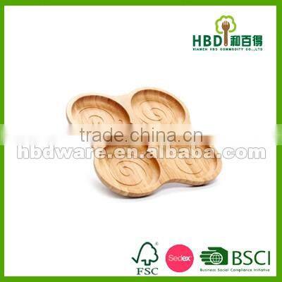 High quality wooden bamboo segment sauce plate