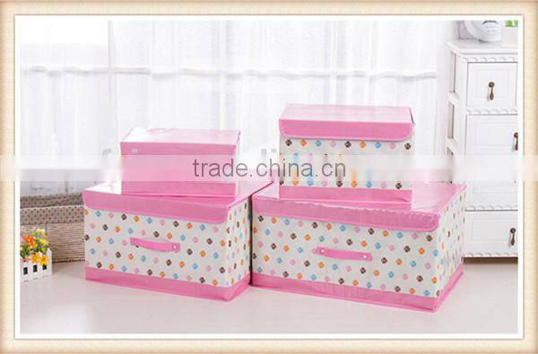 Factory price PE coating non-woven storage box with handle