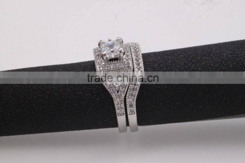 fashion 925 silver jewelry two set pave setting ring