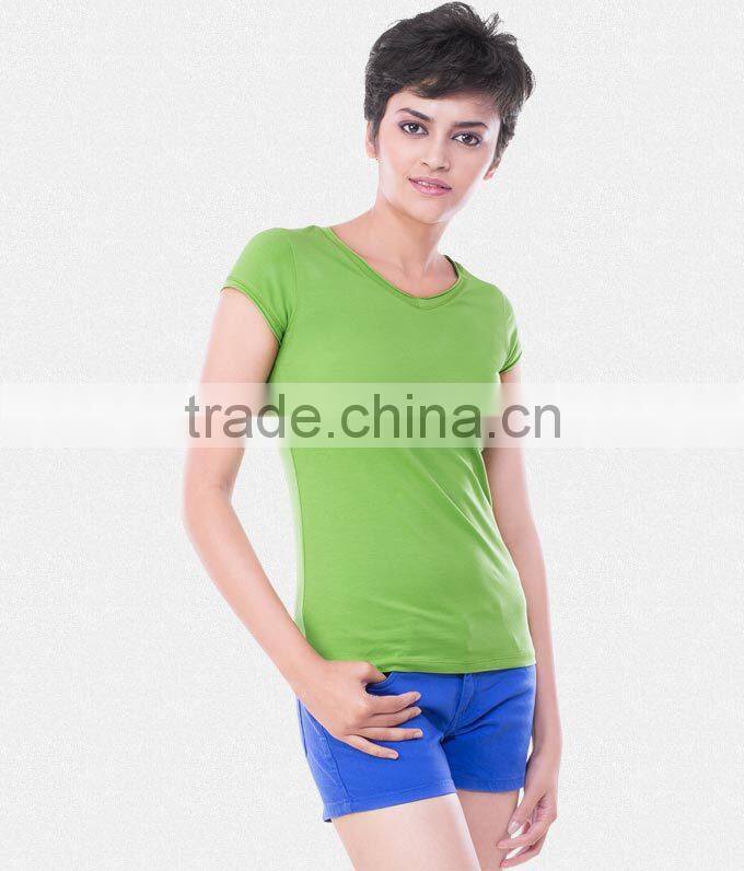 Fresh Green Ladies Cotton T Shirts in bulk t shirts manufacturers china