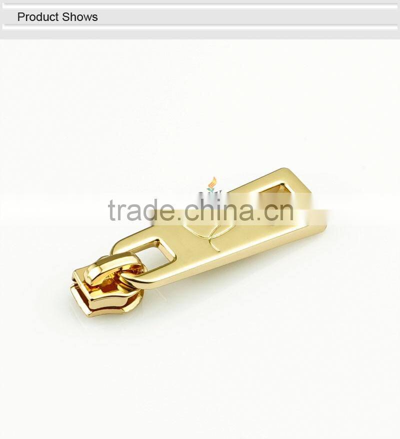 Colorful 45mm shiny light gold metal zipper puller design