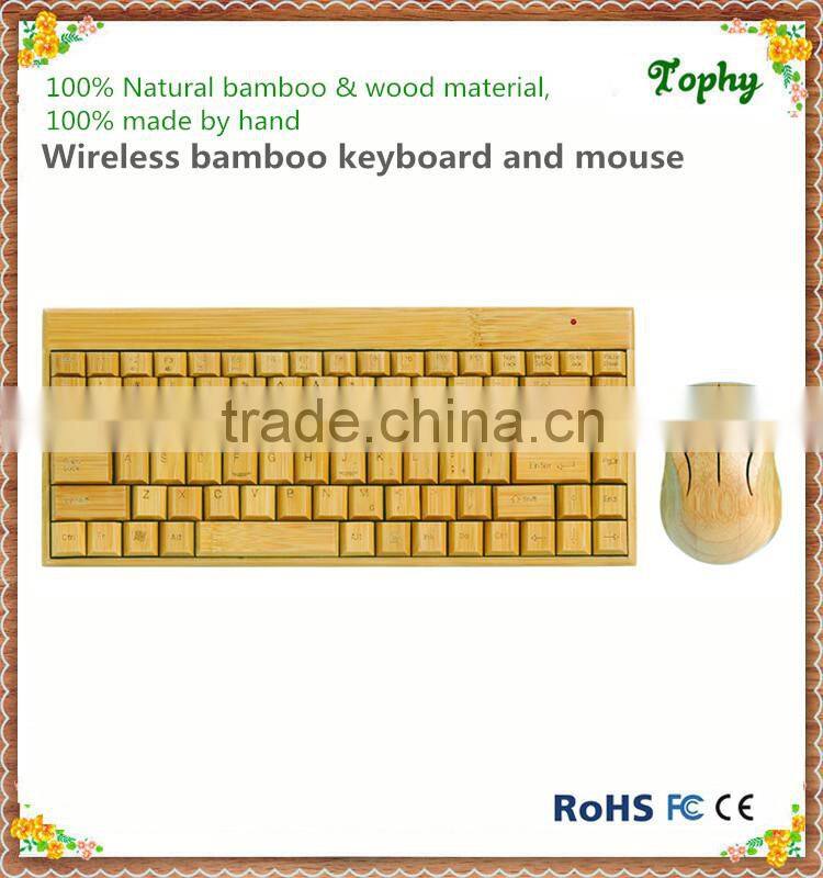 Environmental Handmade 2.4Ghz Wireless Bamboo Keyboard and Mouse Set