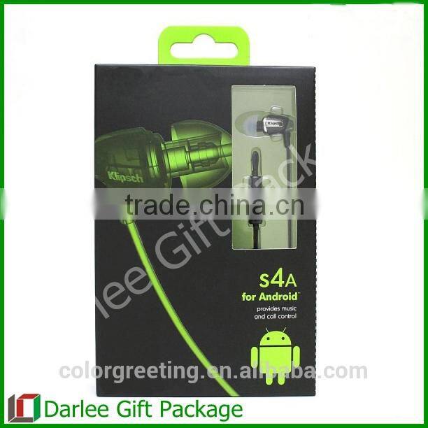 Shenzhen Manufacturer earphone packaging box with blister window