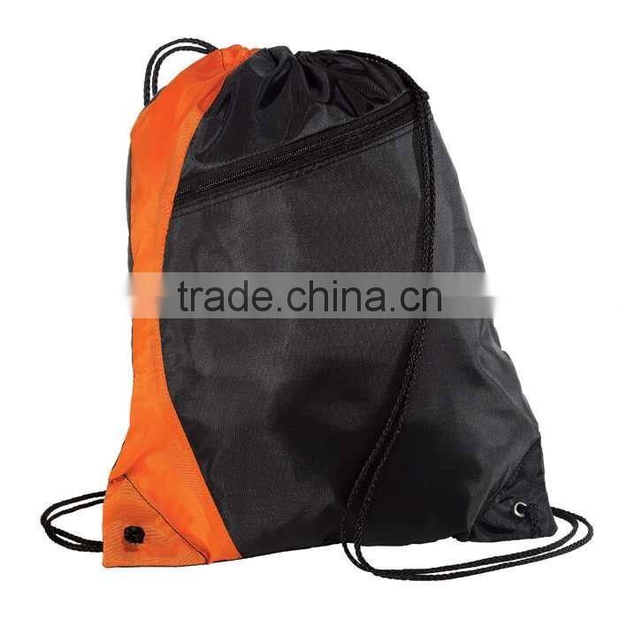210D Polyester Colorblock Drawstring Backpack