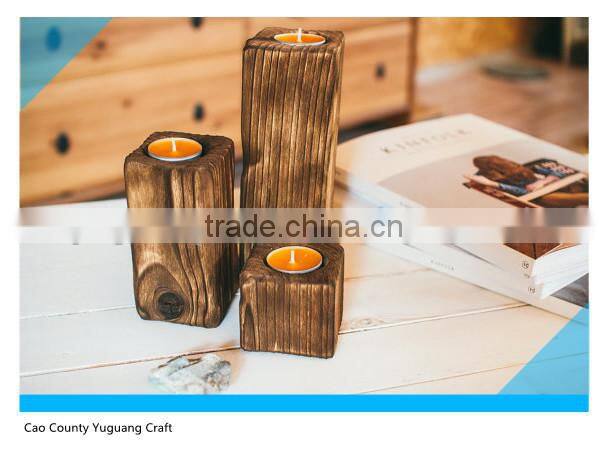 Handmade Dark Paulownia Wooden Candle Holders
