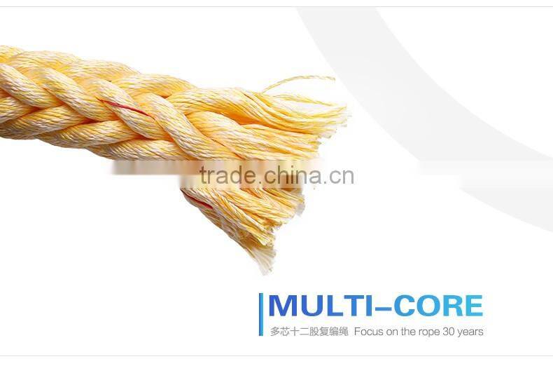 various color PP&Polyester mixed mooring rope 12 strands high strength braided rope