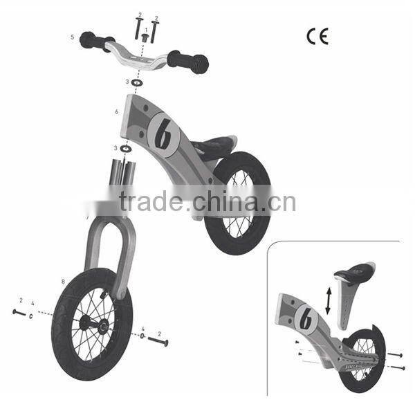 Wooden Balance Bike With Colorful design,Adjustable Height Seat