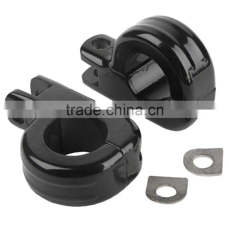 Black FootPeg Mounts for Harley 1 1/4" Engine Guard Highway Crash Bars