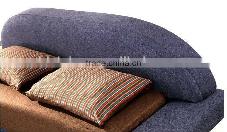 Exquisite Linen Fabric Sofa Bed,Asian Simple Fashion Style Double Bed Solid Wood Feet,Morden Bedroom Sets Furniture