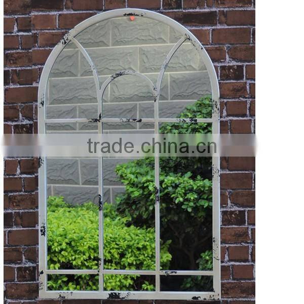 antique white outdoor metal framed mirror