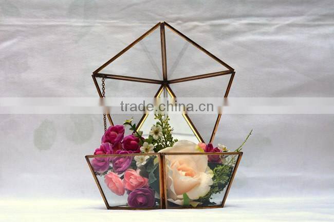 Wholesale geometric glass greenhouse keepsake flower Box jewelry box