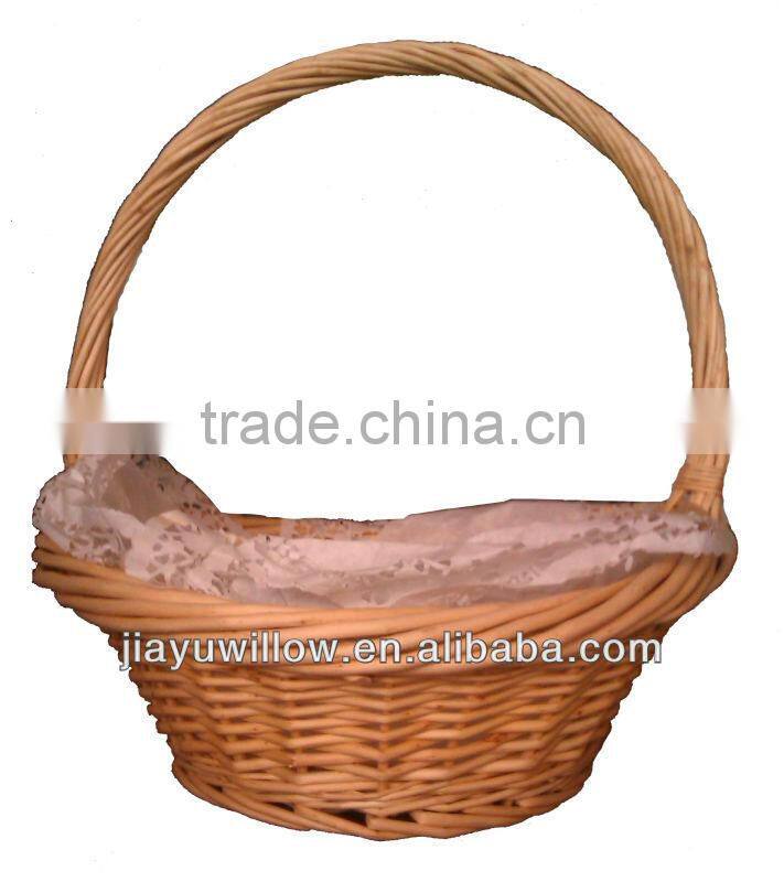 Round water hyacinth food basket with handle for Christmas