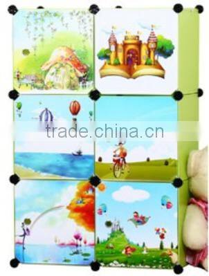 DIY 6 Cube Candy Color Plastic Storage Box for Kids Furniture Combination Cabinet