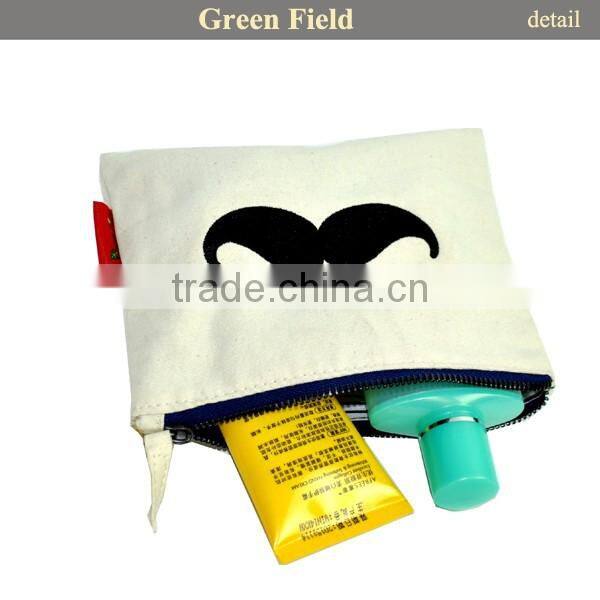 Professional small cotton canvas makeup bag with printing