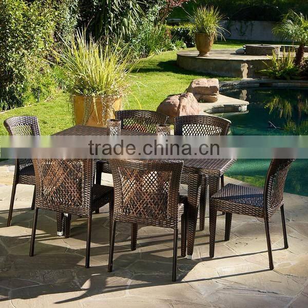 2017 Trade Assurance Royal pe rattan rectangle table and 6 chairs resin wicker table furniture