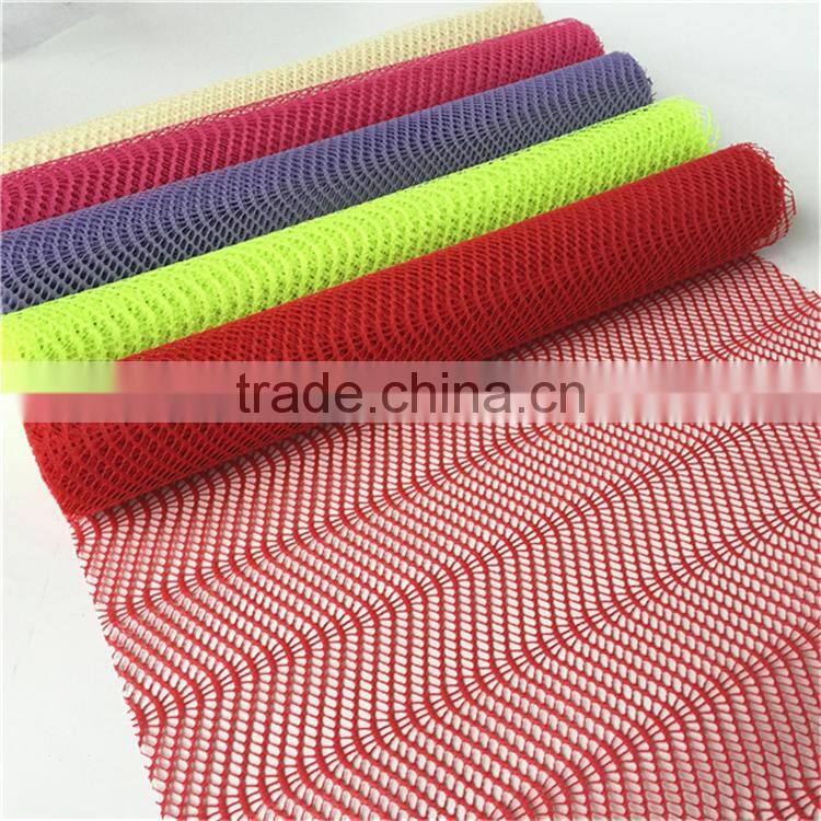 colored 100% Polyester knitted flower wrapping wave mesh