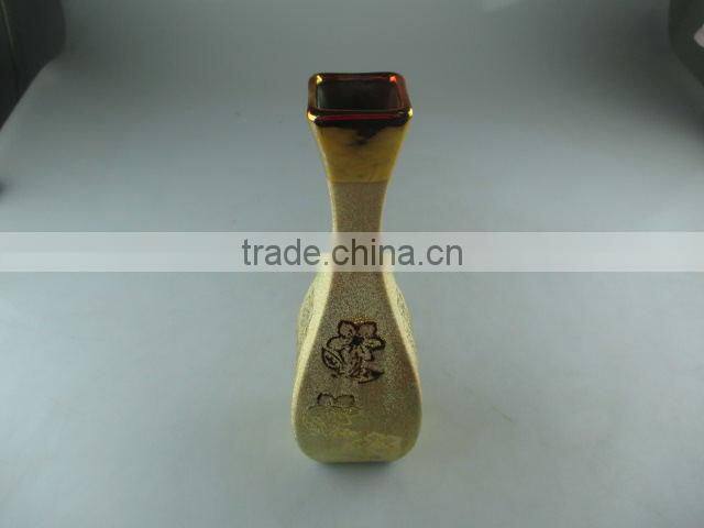 Stocklot golden ceramic vase for flower/decorate for wholesale