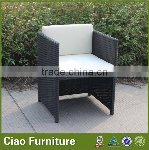 Cube outdoor chair / Rattan chair with hidden ottoman
