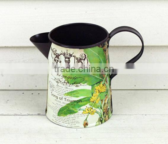 2015 new design garden decoration paper decal planter water can wholesale