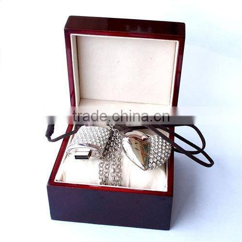 high quality heart shape jewelry USB flash memory, crystal lock USB stick