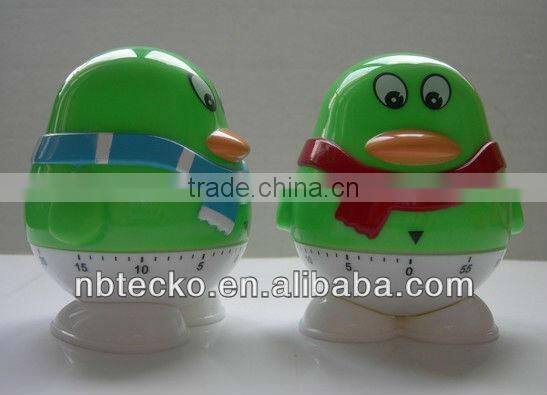 Plastic penguin shape kitchen mechanical timer/sound cooking timer