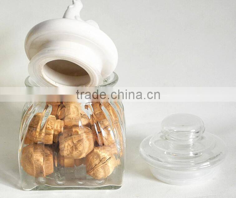 big lucid square airless glass grain jar with lid for storage