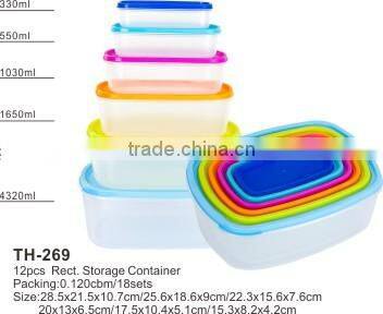 14ps rect.lunch boxes and food meal prep containers Plastic food containers
