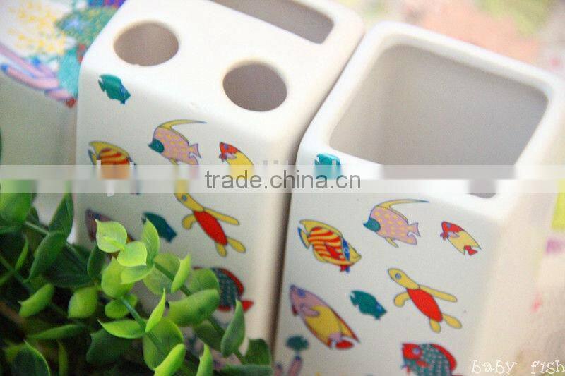 colorful funny decoration children ceramic bathroom accessories set