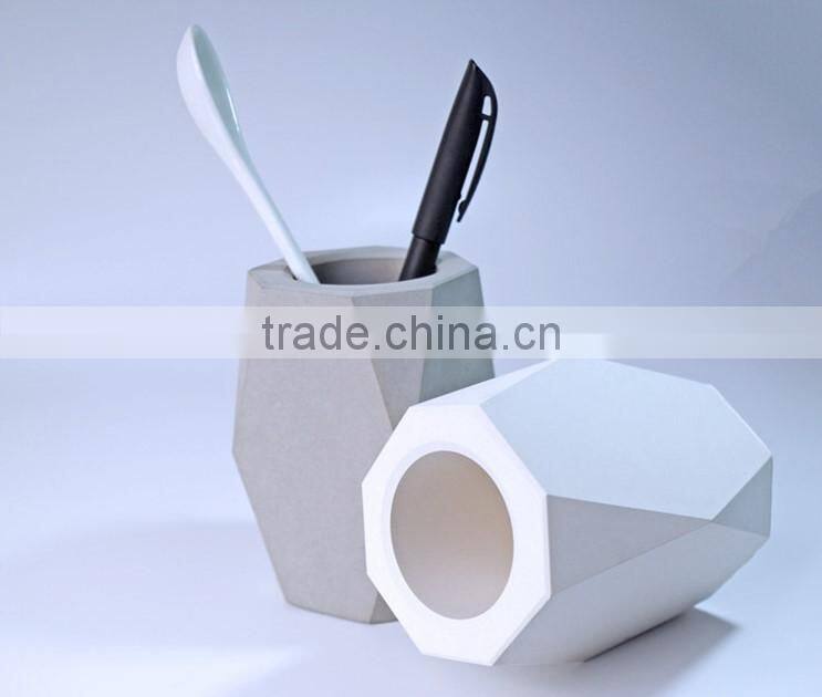 Desktop deco concrete geometric pot pen holder soup spoon container