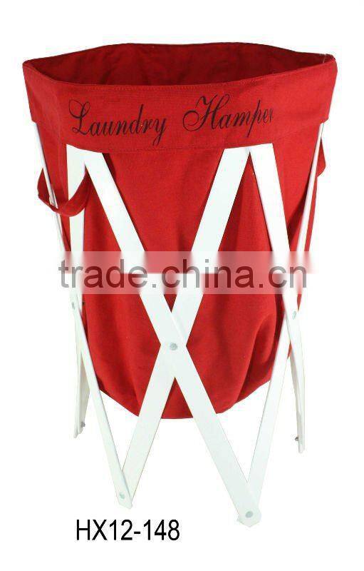 Patent Foldable Wooden Canvas Laundry Basket