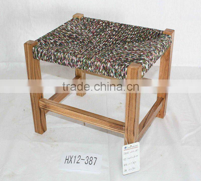 Antique wooden square stool for children