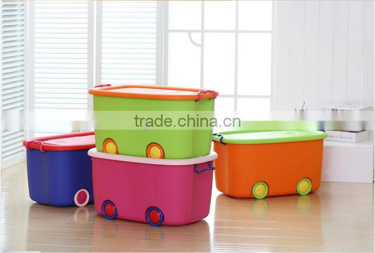 Heavy duty Plastic toy storage box with wheel ,PP High quality storage box with lid