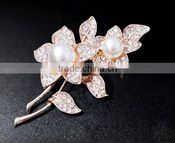 upscale gold plated red crystal hijab pins rhinestone brooch for engagement