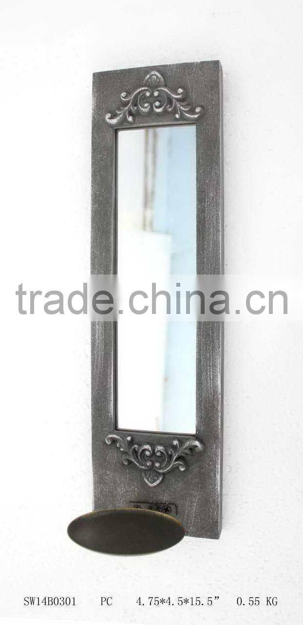 shabby christmas candle holder with mirror design