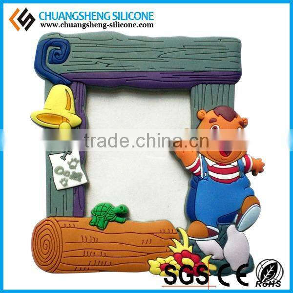custom promotion soft pvc photo christmas frame Fashion Cartoon soft pvc photo frame