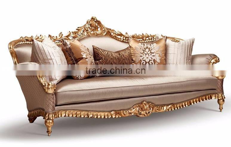 Luxury French Baroque Style Classic Giltwood Carving Single Upholstery Sofa BF12-04274b