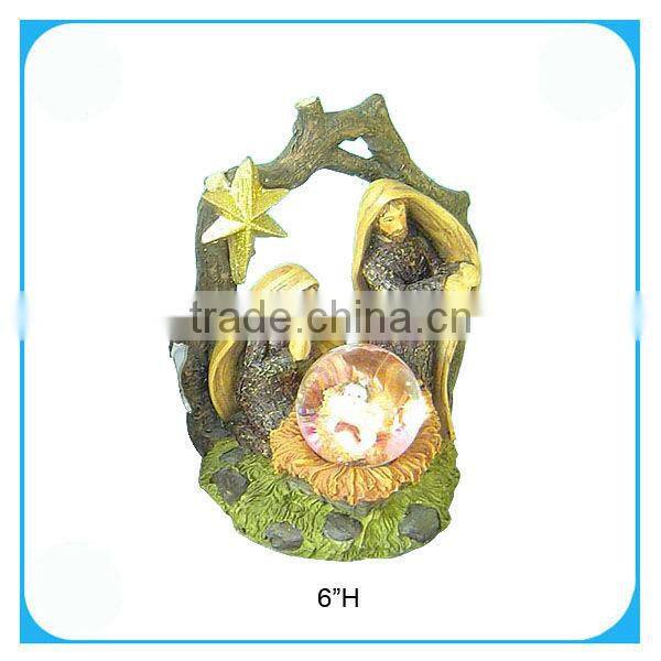 Nativity snow globe with led light