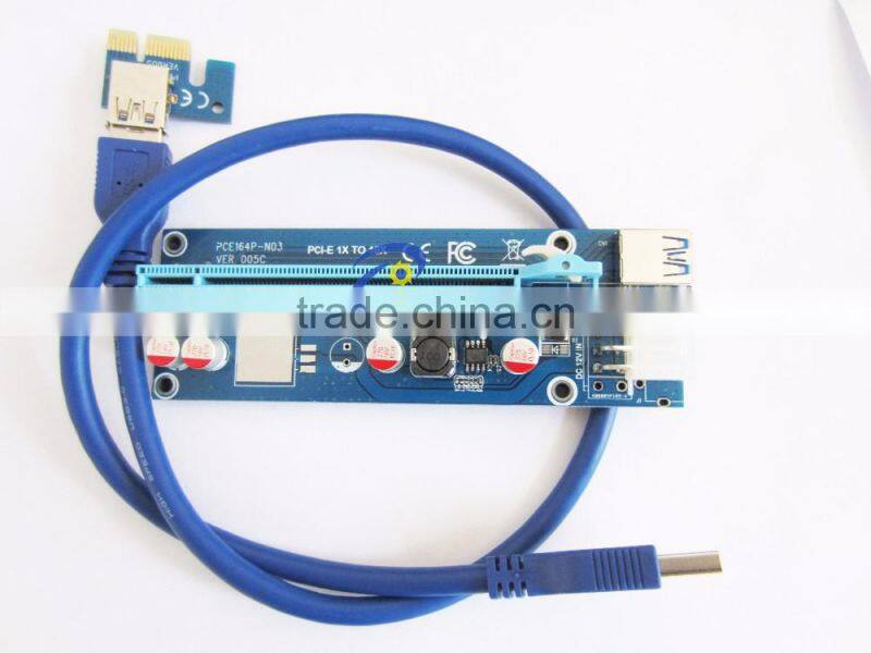 Fixable PCI-E 16X to 1X Adapter Molex 4pin 6pin Power Connector pice riser USB 3.0 Riser Cable