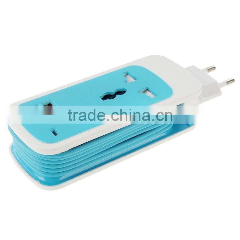 EU Plug Colorful 3 in 1 Dual USB Universal Power Socket