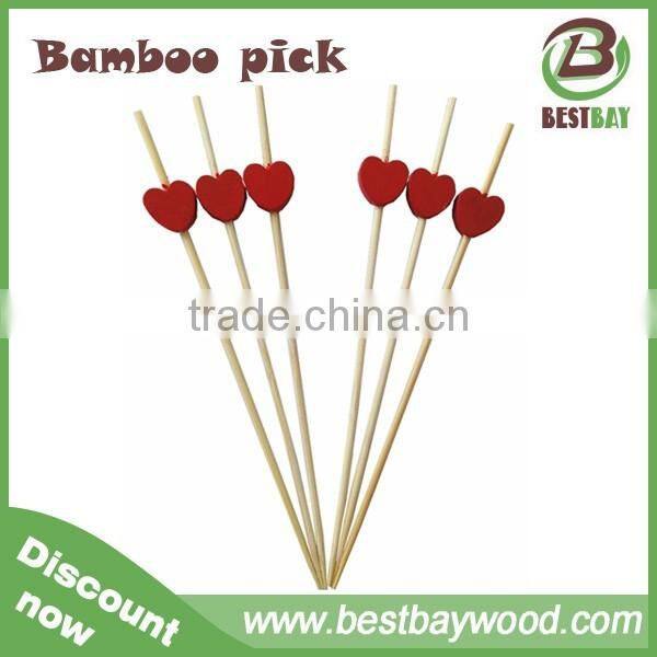 Chistmas party cocktail decoration heart-shaped bamboo skewers,bamboo skewers wholesale