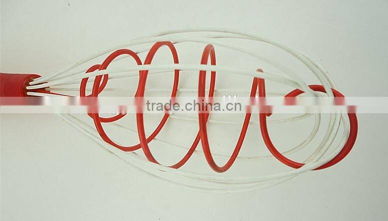 13007Silicone Double Helix Rapid Whisk with wooden handle