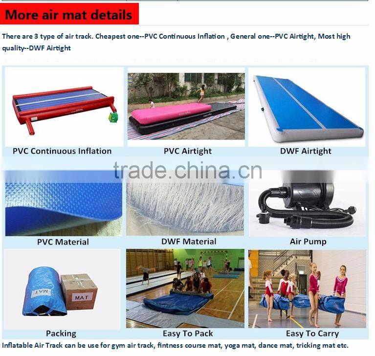 High quality lovely pink color inflatable gym mat with mini swimming pool inflatable air track for gym