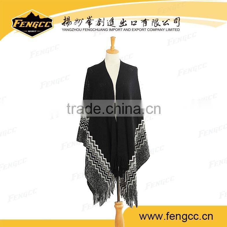 Switzerland winter snow delicate lady chequer knitted ponchos