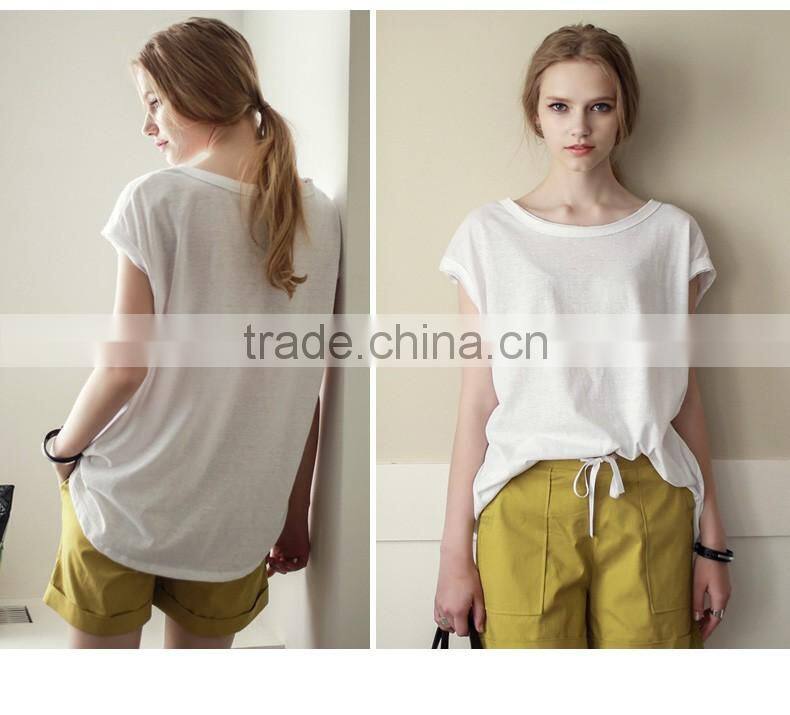 100% cotton blouses designs fat ladies big size womens top blank t-shirt printing blouses for women