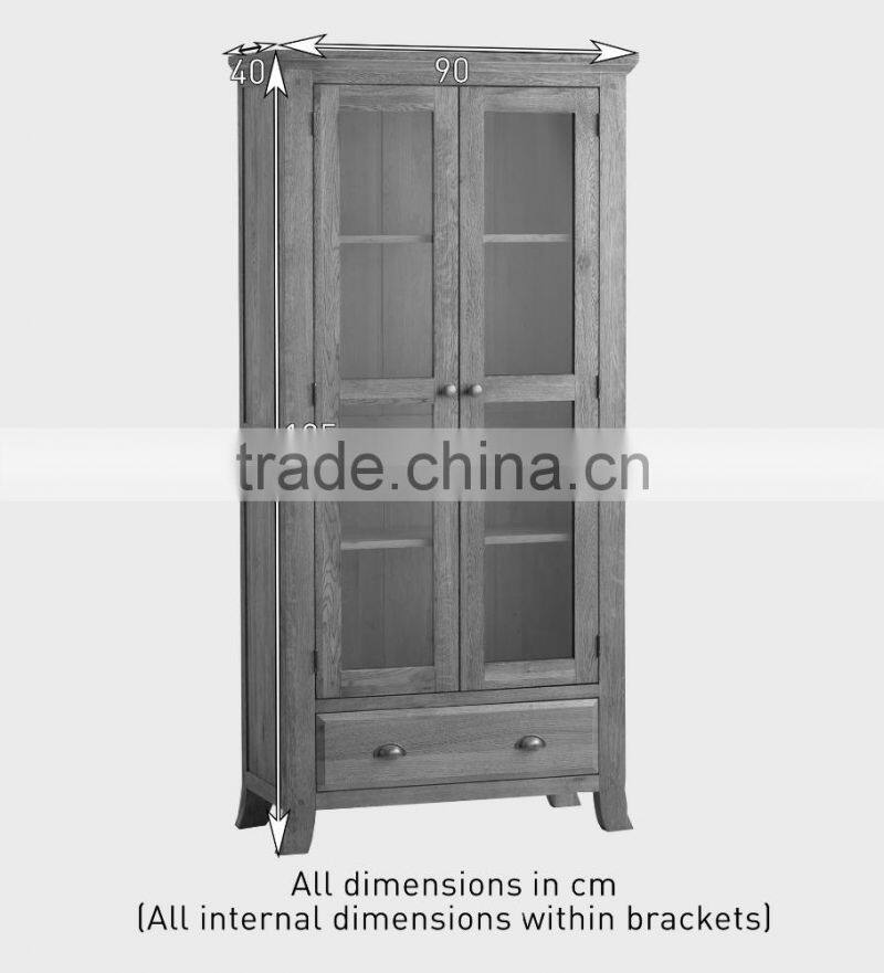 rustic oak wood TV Unit with 2 Doors with good design and 100% solid oak wood furniture